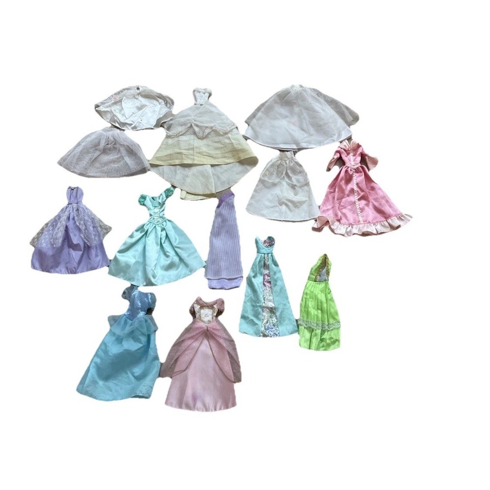 Vintage Lot of 13 Barbie Fashion Doll Clothing Dresses Multi Colored